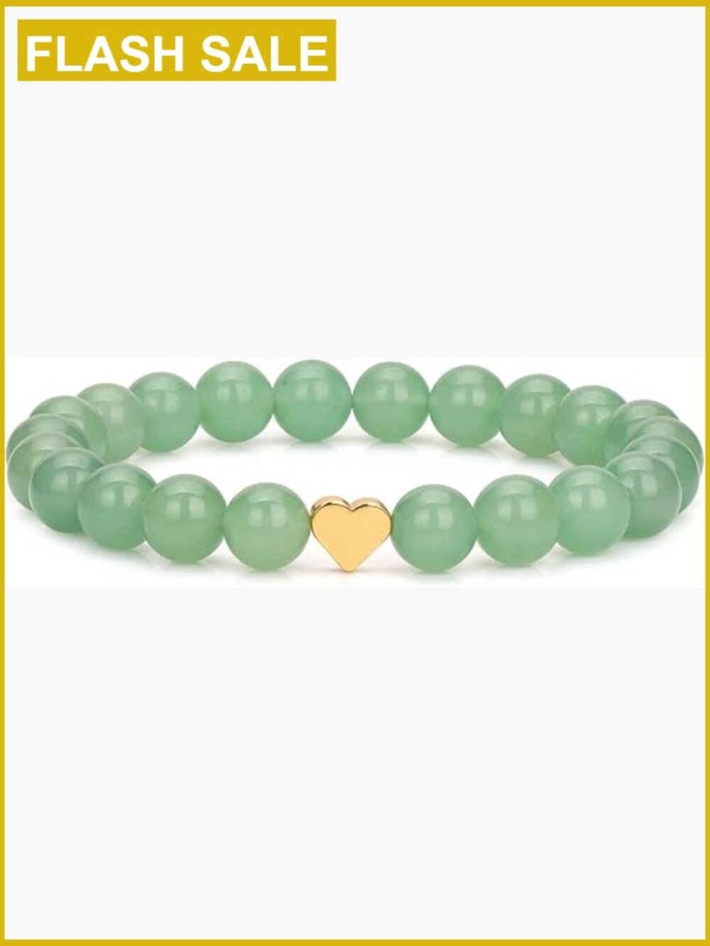 Healing Stone Stretch Bracelet with Heart Charm - Anxiety Relief, Yoga Chakra